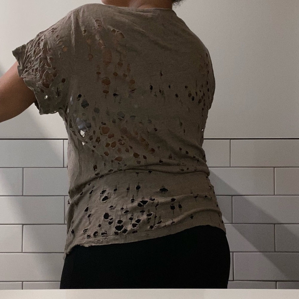 IRO Linen Distressed Clay Tee t-shirt top sheer - Picture 11 of 17